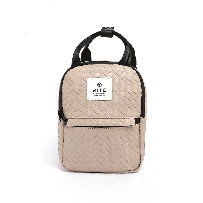 [RITE] Leyou Series - Dual-use Mini Backpack - Weaving Licao - กระเป๋าเป้สะพายหลัง - วัสดุกันนำ้ สีกากี