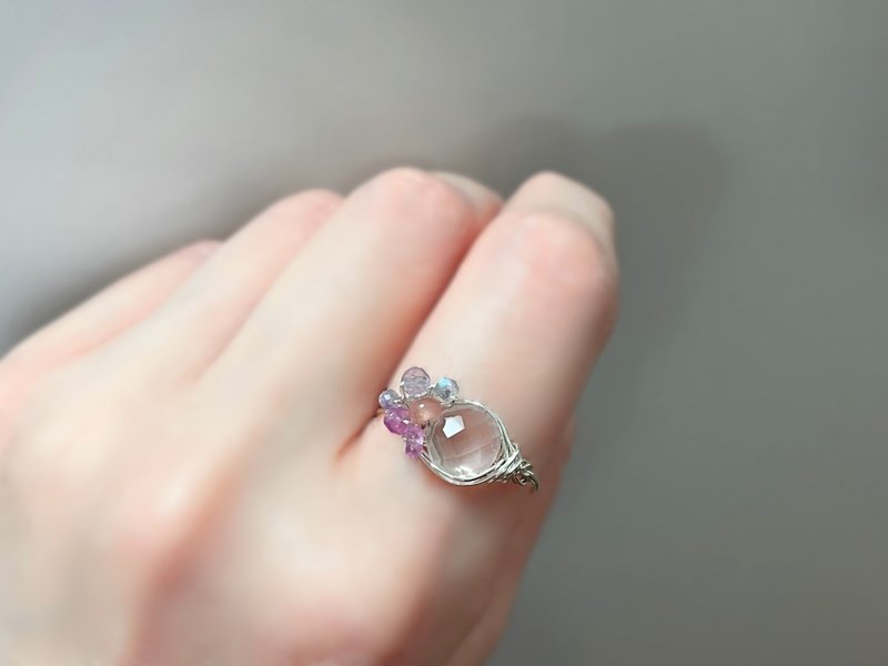 Marie's garden - Rose quartz and 4 kinds of natural stone wire ring - General Rings - Gemstone Pink