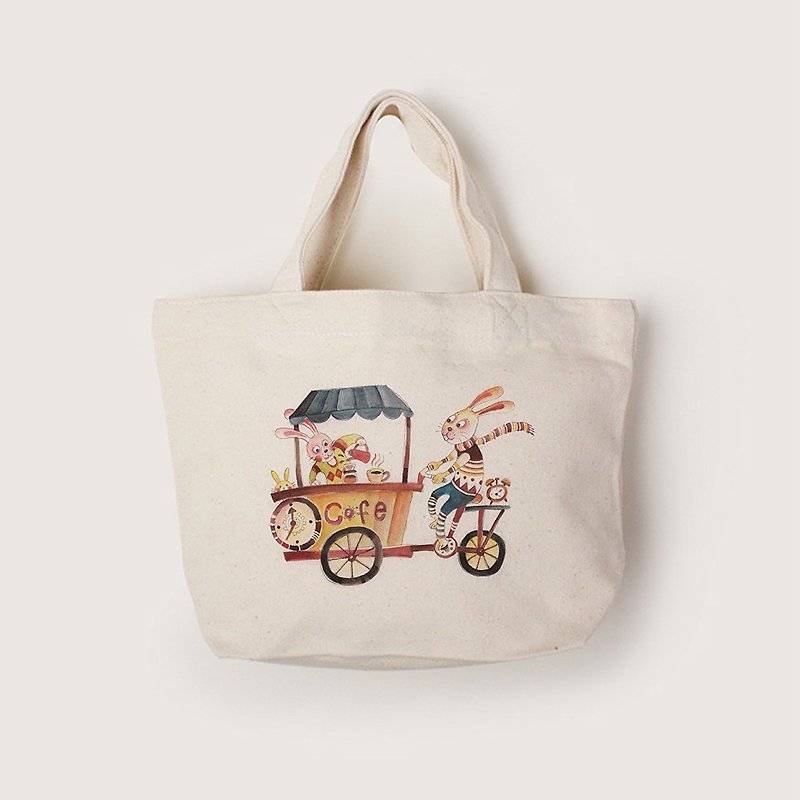 Tote bag + illustration - Times - Messenger Bags & Sling Bags - Cotton & Hemp White
