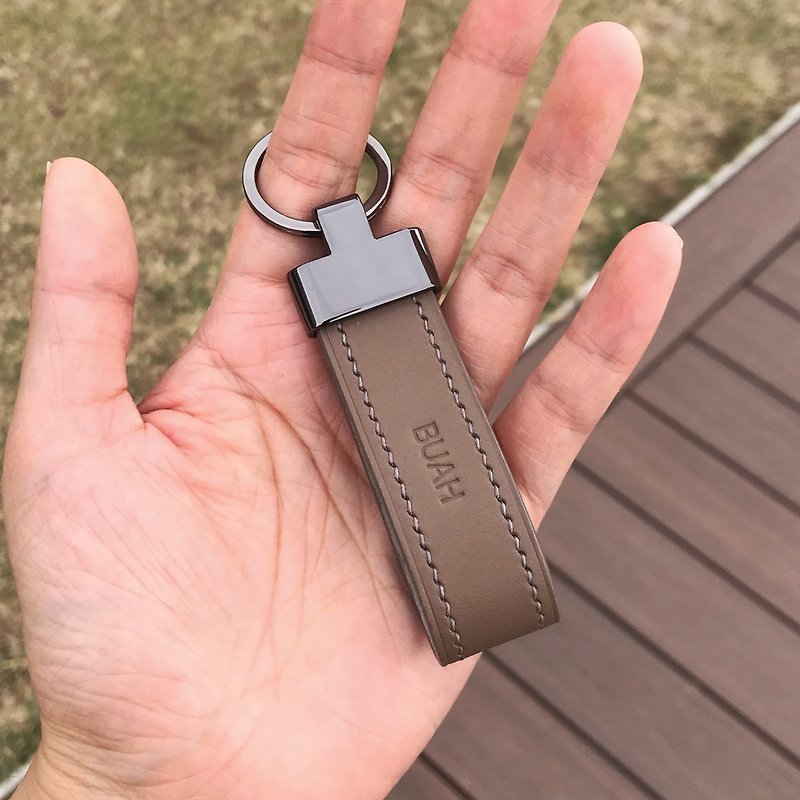 【Key Ring】Grey Buttero | Everyday Carry | Handmade Leather in Hong Kong - Keychains - Genuine Leather Khaki