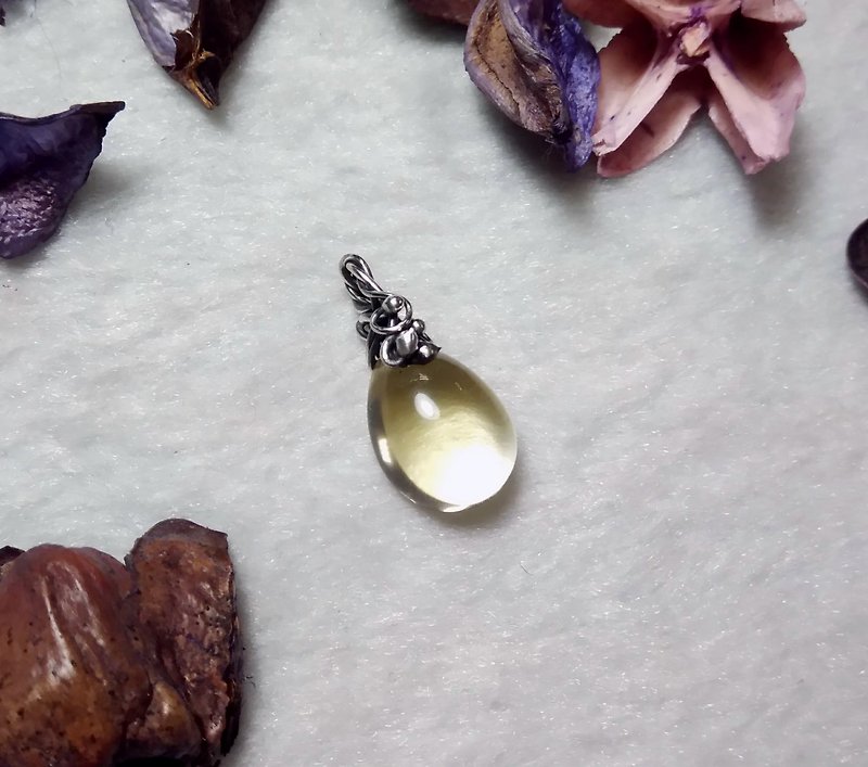 Yellow crystal pure silver winding small fall - Necklaces - Gemstone Yellow