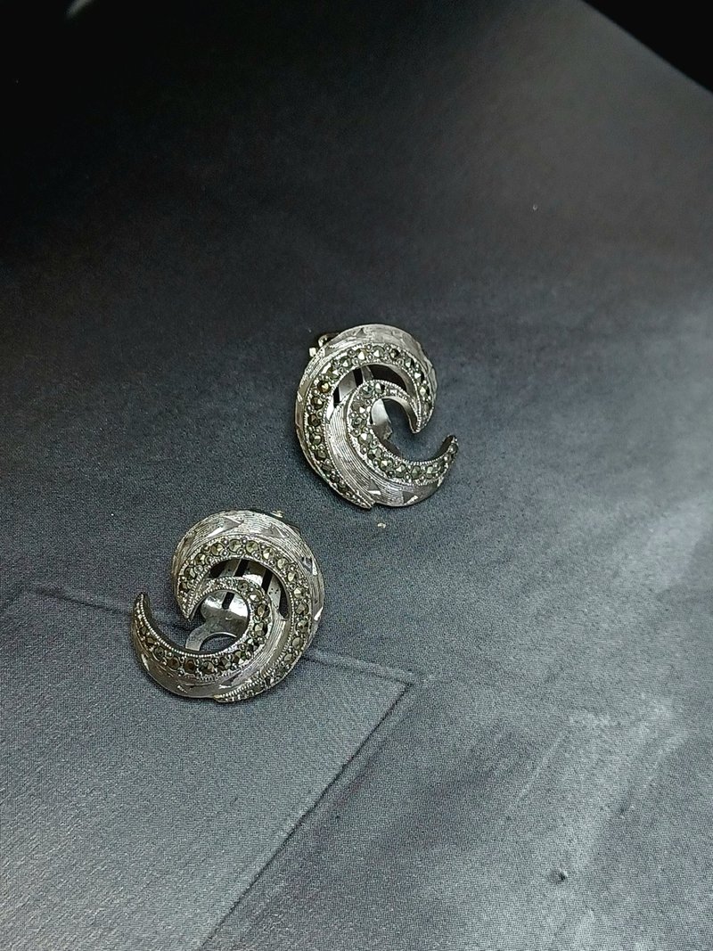vintage jewelry  古董銀製漩渦 夾式耳環 - 耳環/耳夾/耳骨夾 - 其他金屬 