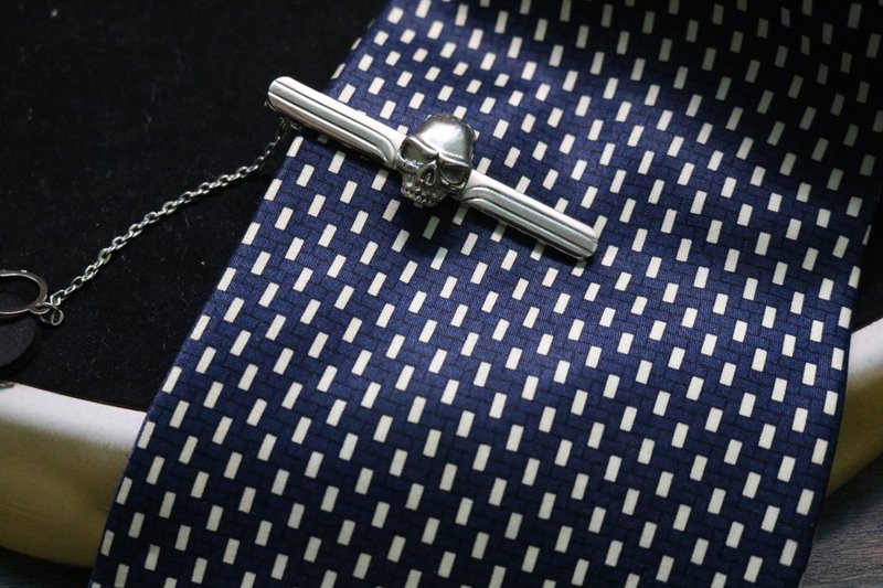 大骷髏頭領帶夾/銀色精緻金屬領帶夾 - 領帶/領帶夾 - 其他金屬 銀色