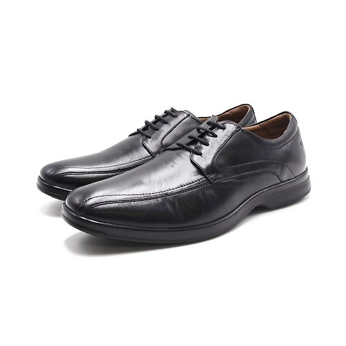米蘭皮鞋Milano Sollu 巴西專櫃4孔雙線綁帶紳士皮鞋-黑