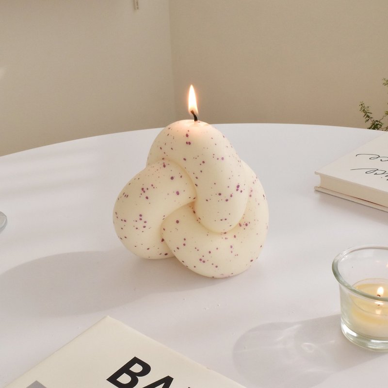 Tube Knot Candle1 - Purple dot (White coconut) - Candles & Candle Holders - Eco-Friendly Materials Purple