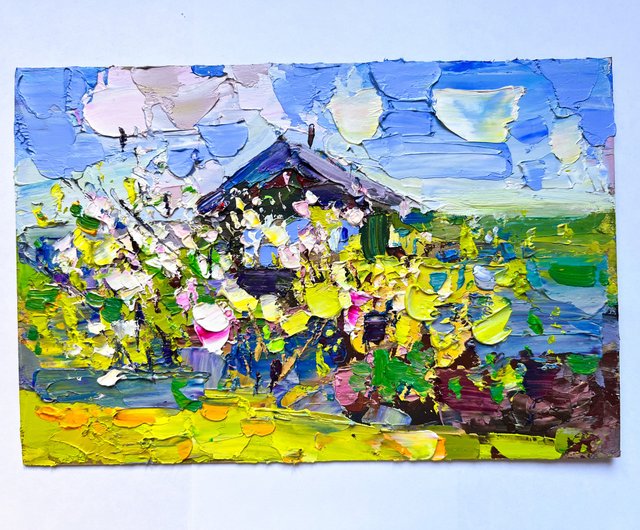 アクリル画　原画　「野花の咲くフィールド」額縁付　キャンバス　SMサイズ アクリル画 原画 「野花の咲くフィールド」額縁付 キャンバス SM