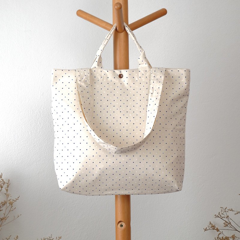WAWA Tote Bag : Natural Polka Dot - กระเป๋าแมสเซนเจอร์ - ผ้าฝ้าย/ผ้าลินิน สีกากี