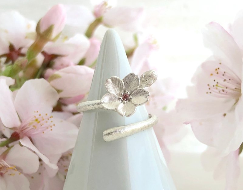 桜のリング - 戒指 - 純銀 銀色