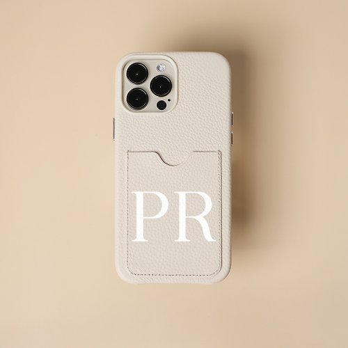 The Common Flecks Personalized Original White Cardslot Genuine Leather Phone Case