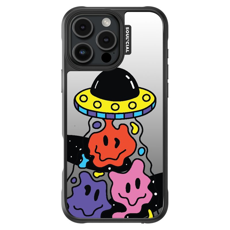 Trippy Space UFO Face Mirage iPhone 16 Phone Case Magnetic Anti-collision Protective Case - เคส/ซองมือถือ - วัสดุอื่นๆ 