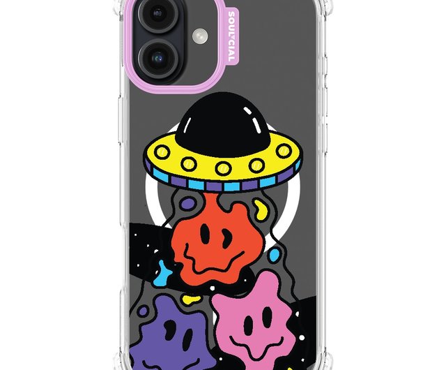 Trippy Space UFO Face Mirage iPhone 16 電話ケース 磁気衝突
