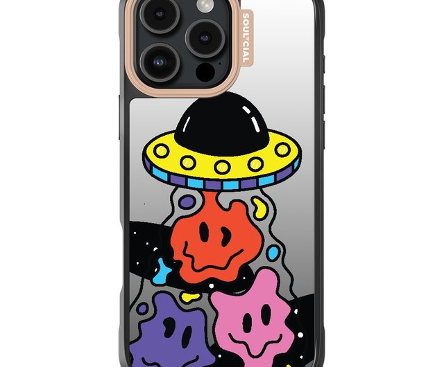 Trippy Space UFO Face Mirage iPhone 16 電話ケース 磁気衝突