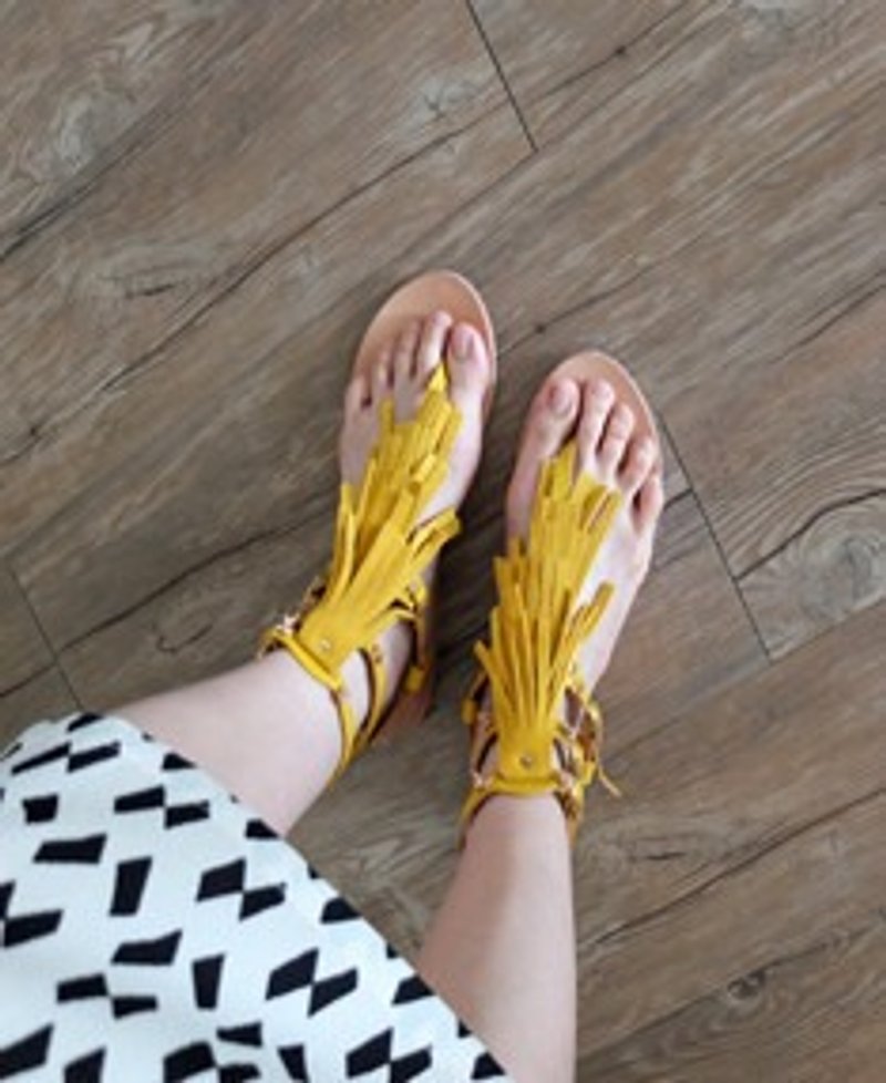 {LovefromCyprus showpiece clearing} (there within a solid diagram) mustard yellow fringed suede sandals EU39 - Women's Casual Shoes - Paper 