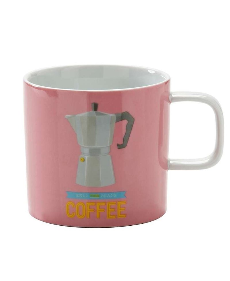 SUSS-英國Rayware北歐簡約風咖啡壺設計圖騰馬克杯-現貨 - 咖啡杯 - 陶 粉紅色