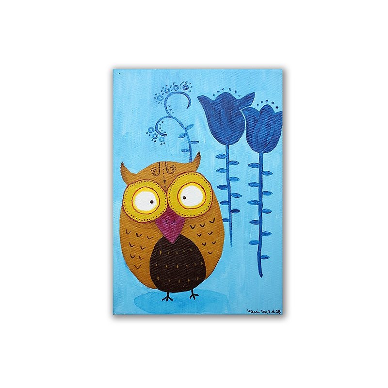 Original painting∣ Tulip Owl/Awesome opening gift - Picture Frames - Other Materials Multicolor
