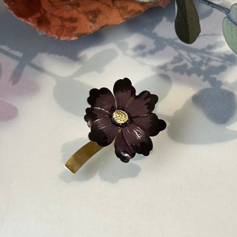 Brass Chocolate Autumn Cherry Blossom Hair Tie - เครื่องประดับผม - ทองแดงทองเหลือง สีนำ้ตาล