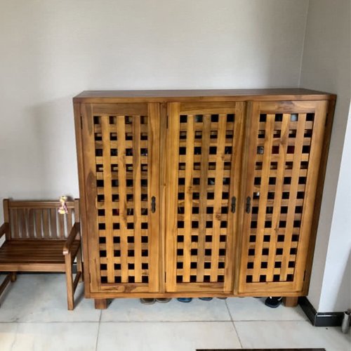 Jidi Cityチークの木100%家具】HY100Aチークの木3扉6段 下駄箱 Jidi Cityチークの木100%家具】HY100Aチークの木3扉6段 下駄箱
