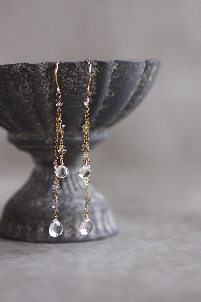 14kgf-【特価】小さなハーキマーダイヤモンドのピアス - ピアス・イヤリング - 半貴石 透明