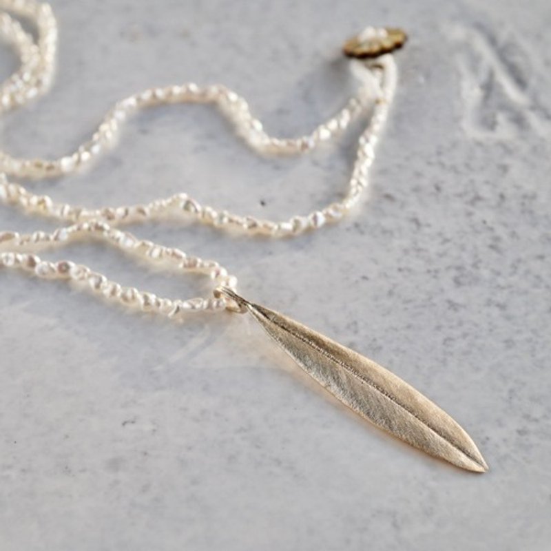 Olive leaf necklace {P072K10(NS)} - 項鍊 - 其他金屬 
