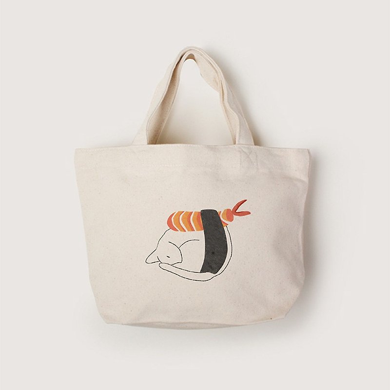 Tote Bag | Sushi Cat - Messenger Bags & Sling Bags - Cotton & Hemp White