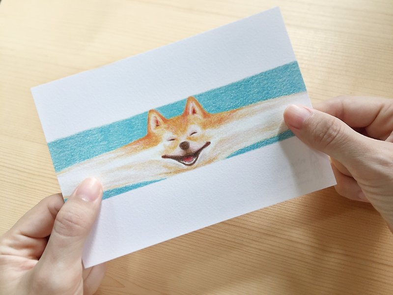 柴犬 - ポストカード - カード・はがき - 紙 ブルー