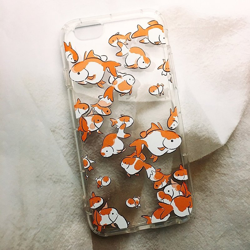 Floating Goldfish / All models support anti-fall phone case - Phone Cases - Plastic Orange