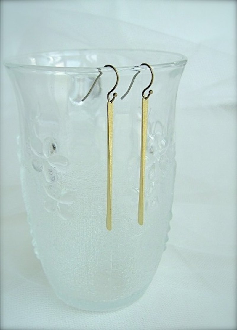 Simple earrings / 5cm - Earrings & Clip-ons - Other Metals Gold