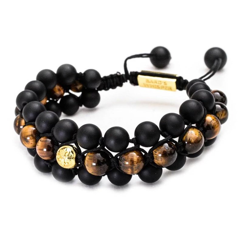 【刺客列傳】(復仇黃) 台灣原創14K金黃銅黑瑪瑙水晶手鍊手環飾品 - 手鍊/手環 - 銅/黃銅 金色