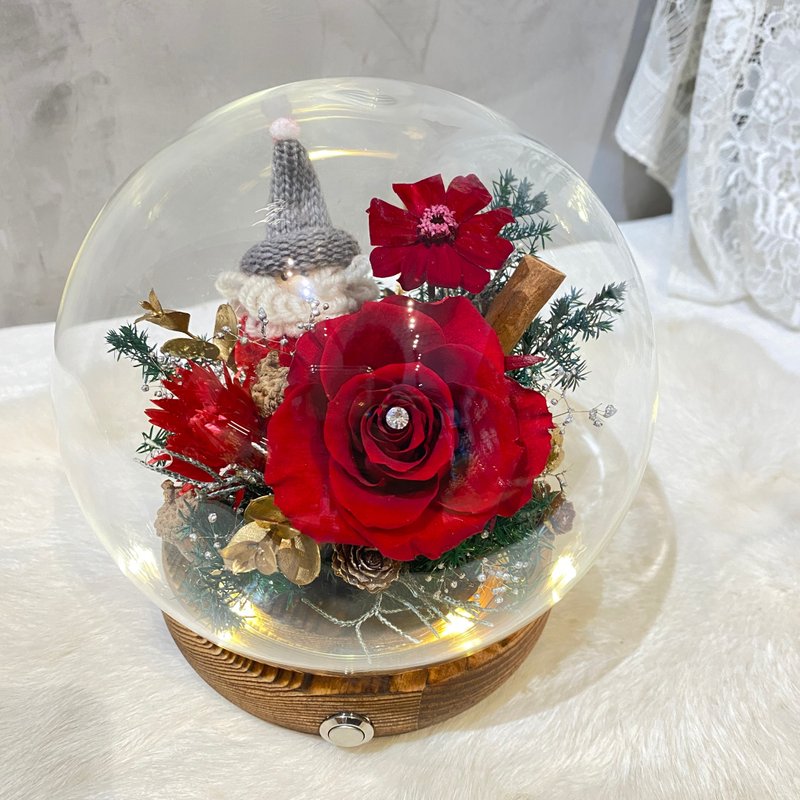 聖誕心願球 小夜燈 永生花 送禮 客製色系 - 乾燥花/永生花 - 植物．花 紅色