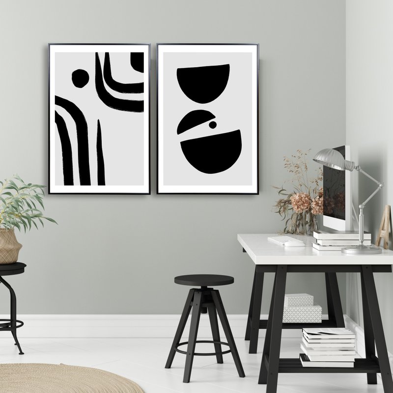 幾何語彙 モダン抽象 線画ウォールデコレーション / アートポスター フレームなしプリント 装飾画 - ポスター・絵 - 紙 