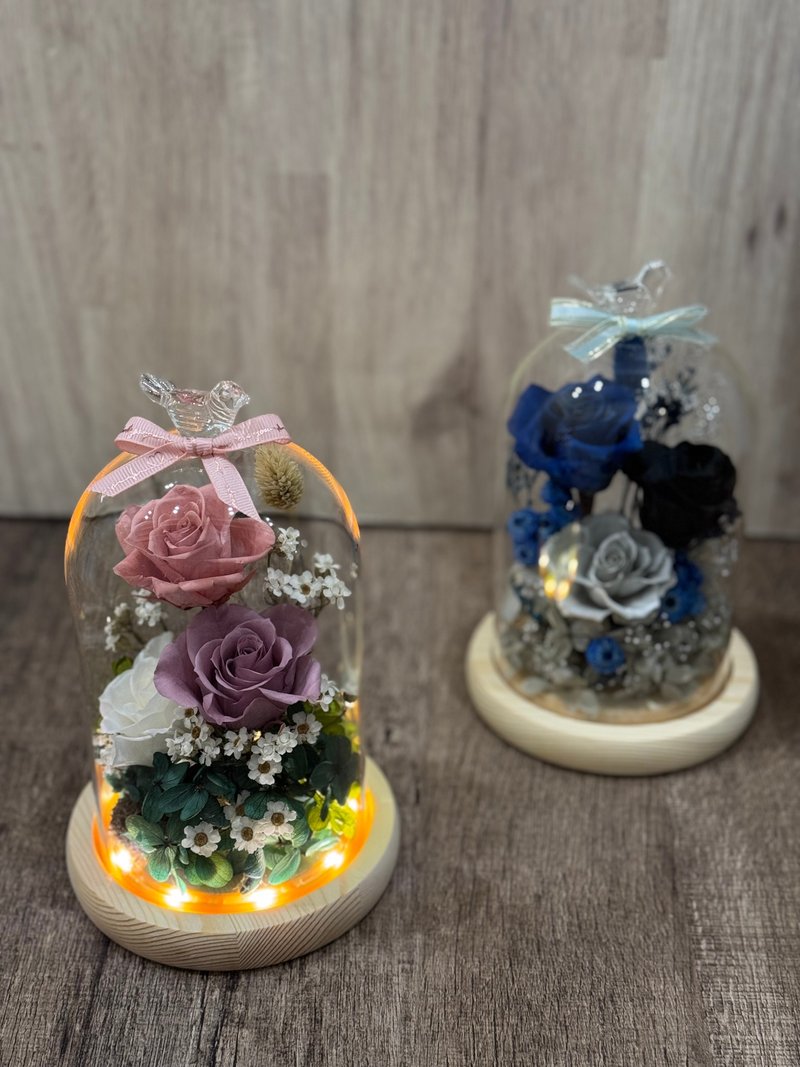 永生花玻璃罩夜燈款 生日禮物/情人節/母親節/畢業謝師禮/開幕禮 - 乾燥花/永生花 - 植物．花 