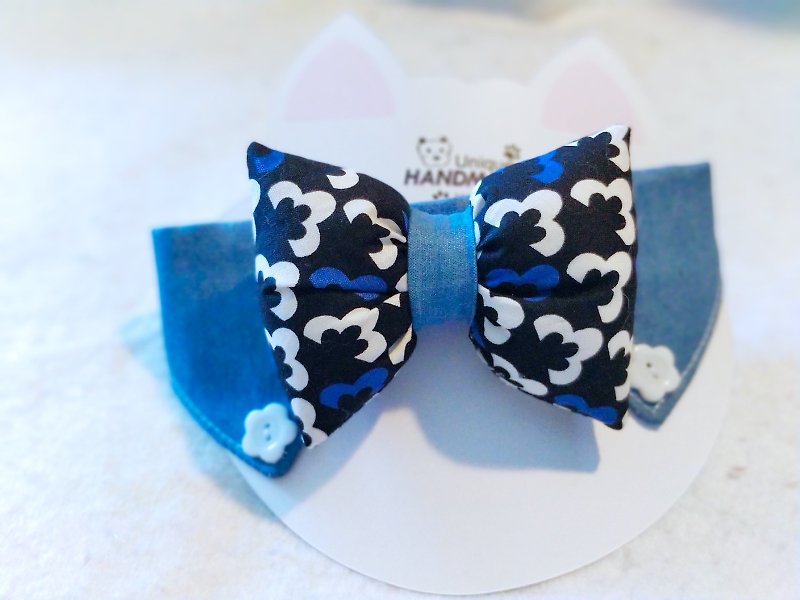 Pet cats, dogs and dogs with star-shaped shirt collar fat pot - Collars & Leashes - Cotton & Hemp Blue