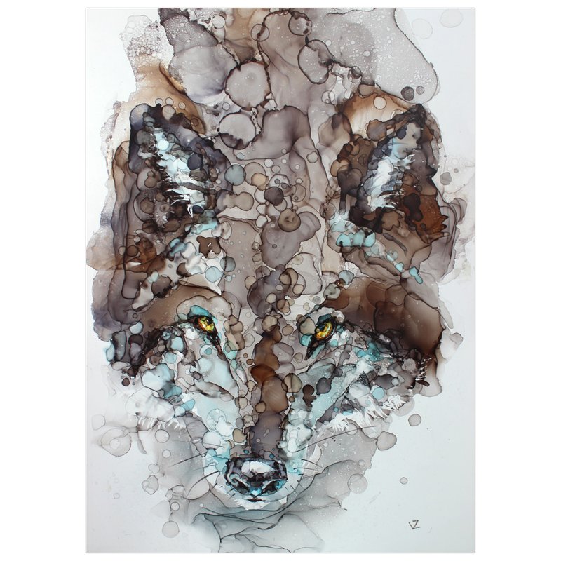 Portrait of the wolf big picture 50*70cm original art - 壁貼/牆壁裝飾 - 其他材質 灰色