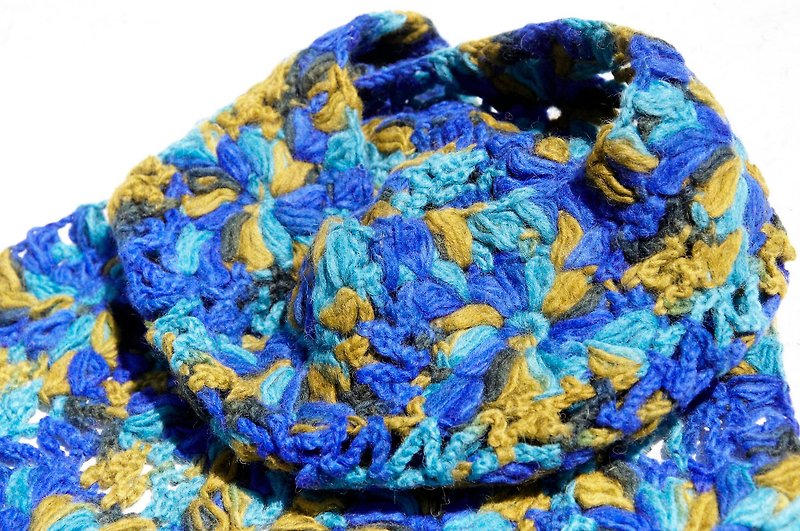 Christmas gift is limited to one hand crocheted silk scarf / wool crocheted silk scarf / crocheted scarf / hand woven silk scarf / gradient knitting wool scarf-colorful flowers forest style flower scarf - Scarves - Wool Multicolor
