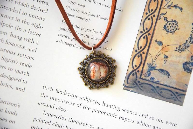 Determination - Mori/Forest Theme Natural Stone Vintage Resin Necklace - สร้อยคอ - หิน 