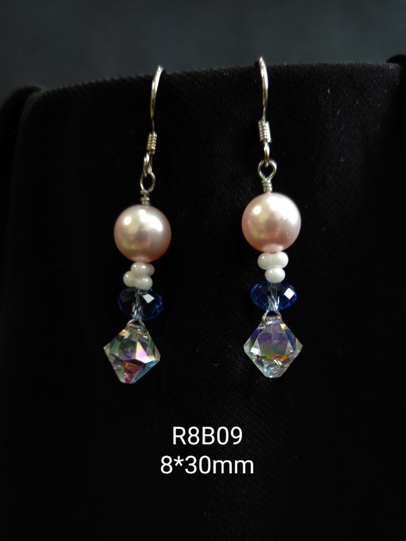 *我是設計*R8B09施華洛世奇水晶.珍珠耳環 - 耳環/耳夾/耳骨夾 - 水晶 