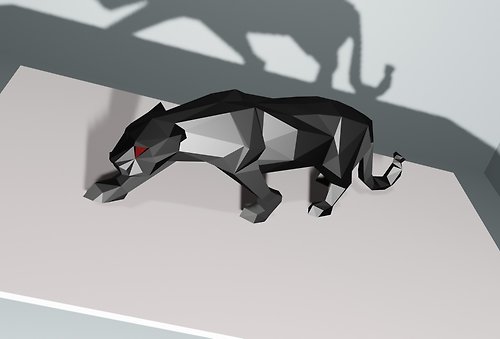 PaperCraft Panther in low poly style, 3dmodel, decorativ object