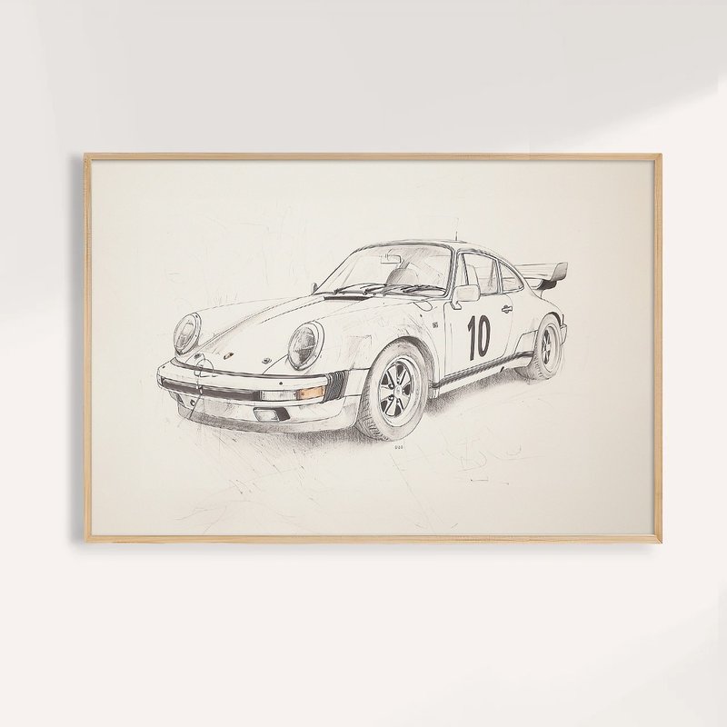 速度素描的經典 Porsche Sketch / 童話系列汽車插畫 - 海報/掛畫/掛布 - 紙 