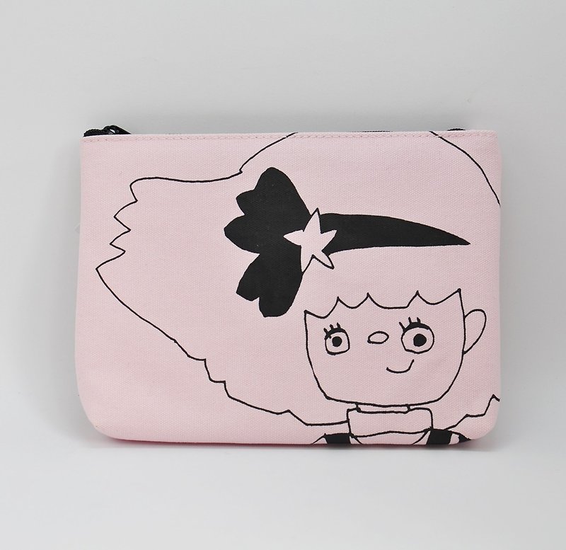 【日本Swimmy Design Lab】日本經典卡通系列-魔法少女Minkymomo 化妝包/收納包/A6整理包(粉紅) - 化妝袋/收納袋 - 棉．麻 粉紅色