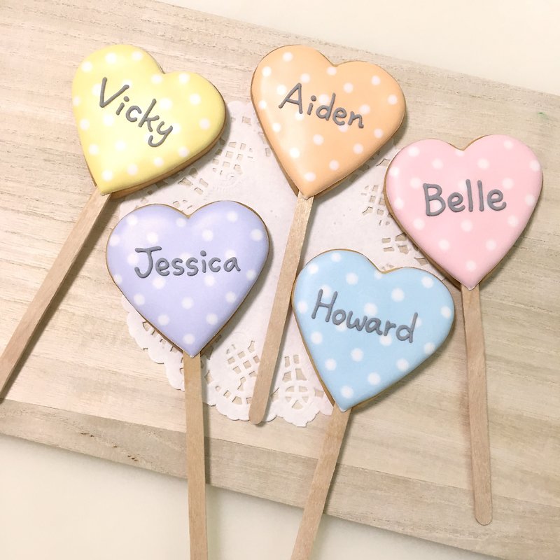 Colorful custom text icing biscuits lollipop (wedding / birthday) - Handmade Cookies - Fresh Ingredients 