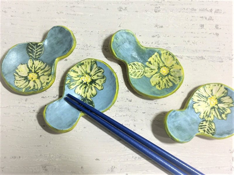 Pop style poppy flower series - gourd-type sauce dish chopsticks _ _ pottery and chopsticks rack - Chopsticks - Pottery Blue