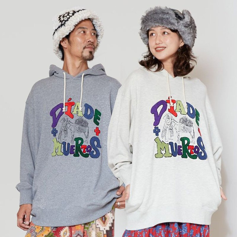 [Popular Pre-order] Lively Calavera Brushed Couple Hat Kick Hoodie ML (2 Colors) JSU-4313 - Unisex Hoodies & T-Shirts - Other Materials 