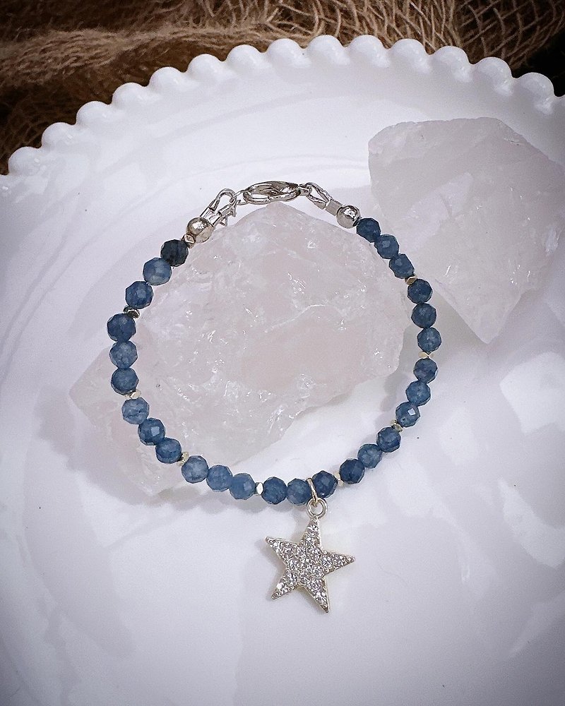 C&W Diamond Faceted Lazuli 14ks 925 Silver Bracelet - สร้อยข้อมือ - หยก สีเงิน