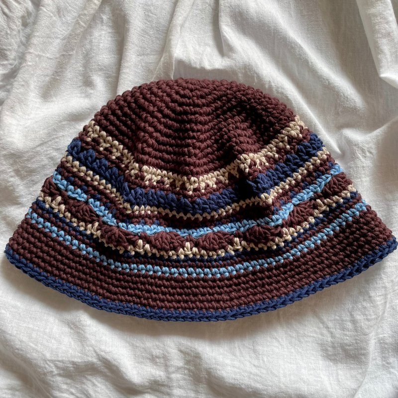 Handmade knitted hats/wool hats/fisherman hats/handmade crochet hats/knitted hats - Hats & Caps - Cotton & Hemp Brown