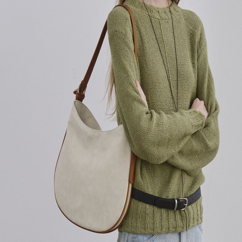 韓國製 MUR Pair bag 手袋/單肩包/上肩袋/手提袋 Suede Ivory Br - 側背包/斜背包 - 環保材質 