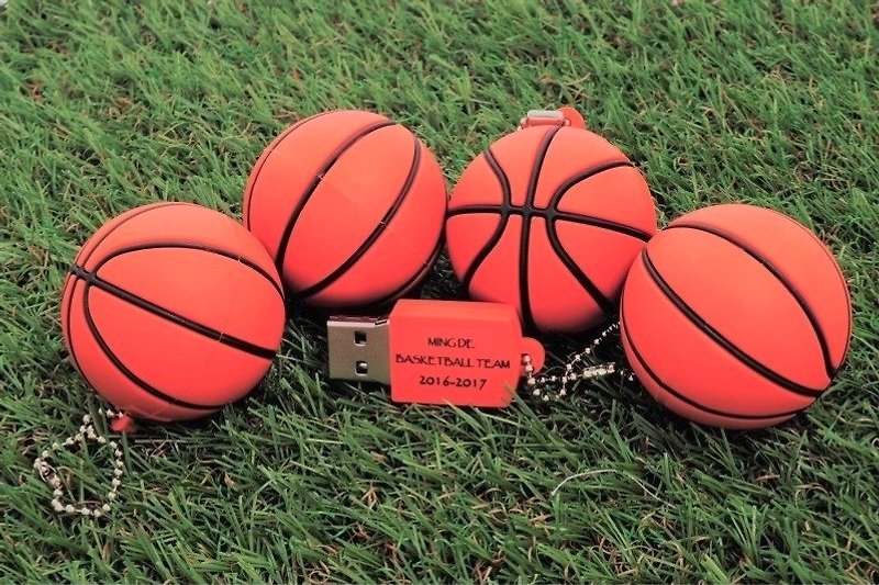 バスケットボール型フラッシュメモリー 8GB＋両面印刷 - USBメモリー - ゴム 