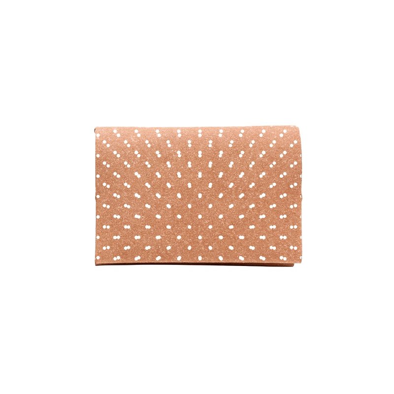 Coin case with card-holder【Brown x White Dot Pattern】 - Other - Genuine Leather Brown