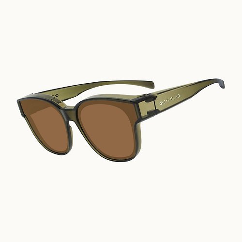 EYEGLAD時尚休閒&運動太陽眼鏡 VueChic | 輕時尚套鏡 UV400 透明綠 - 茶片