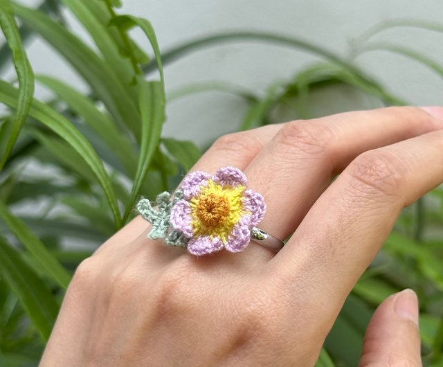 WINTER COSMOS crochet flower Ring Single Triplet & Double Ring - Shop PS.By  Hand. General Rings - Pinkoi