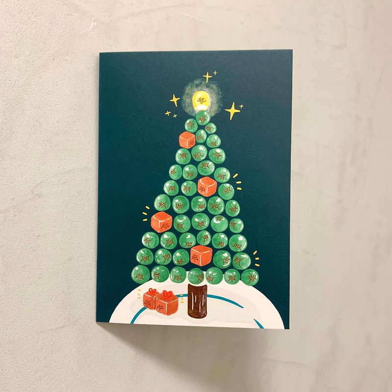 三色豆聖誕卡 - 心意卡/卡片 - 紙 綠色